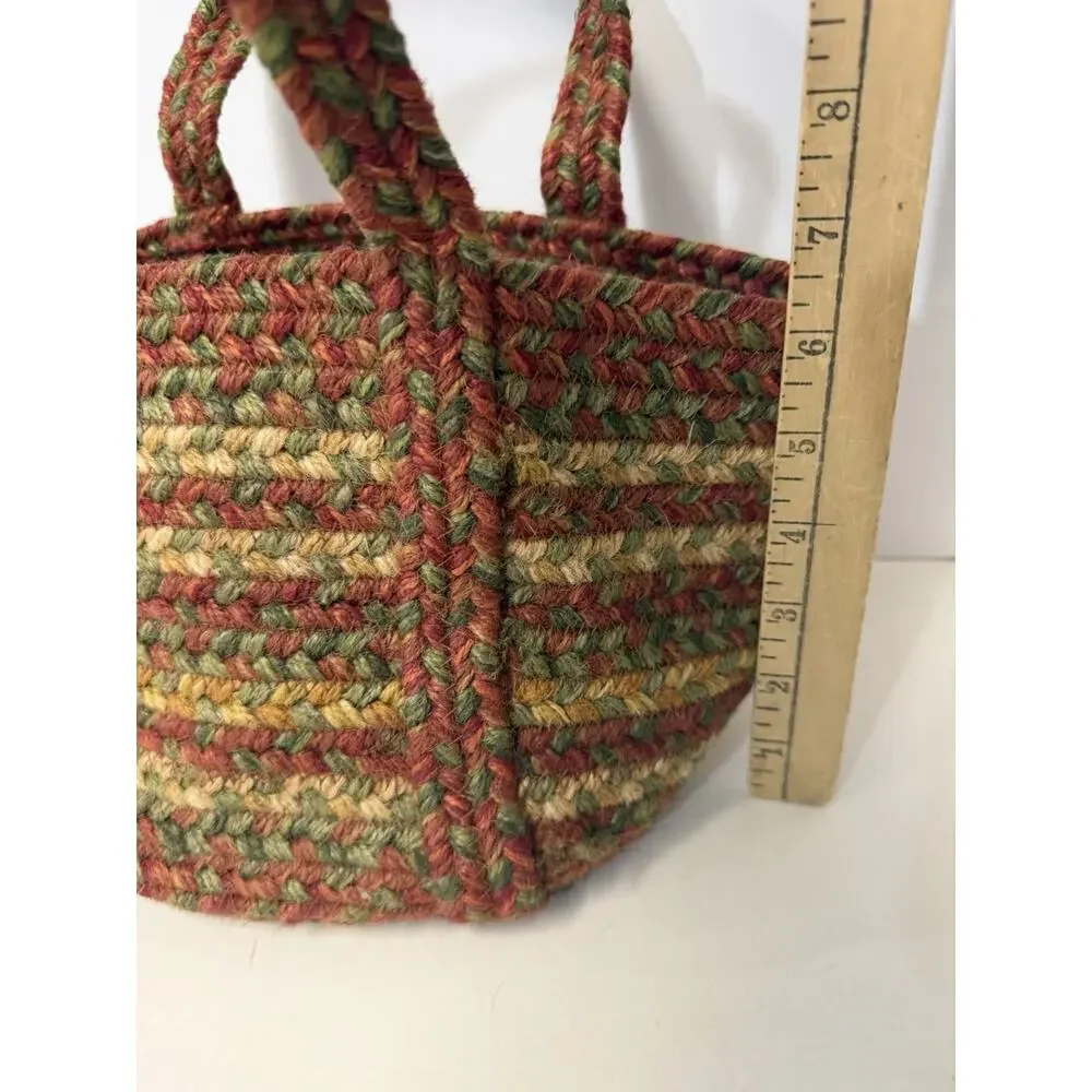 Homespice Aberdeen Braided Jute Basket 9x9x7 Woven Storage Bin Handles Fall